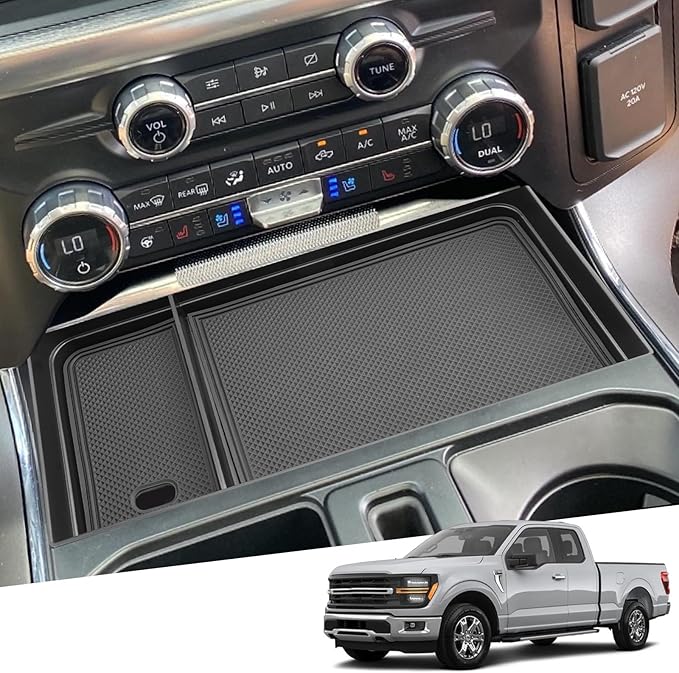 [2-Pack] F150 Console Organizer Compartment Cover for 2021-2025 2026 Ford F150 & 2022-2024 Lightning XLT F150 Center Console Tray Middle Console Storage Hidden Tray for 2022 Ford F150 XLT Accessories