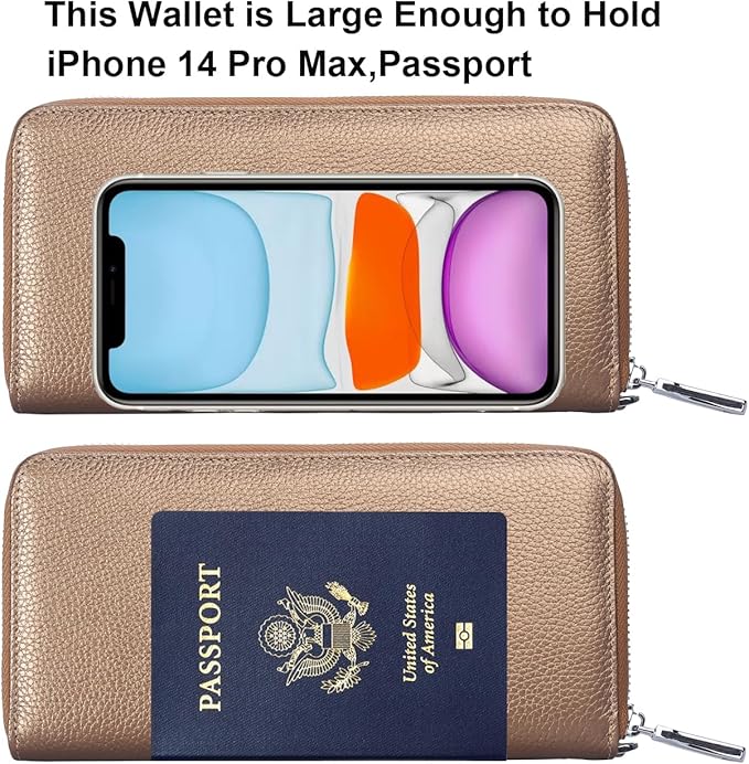 Lavemi Small Compact Women Wallet RFID Blocking Genuine Leather Bifold Purse with ID Windows