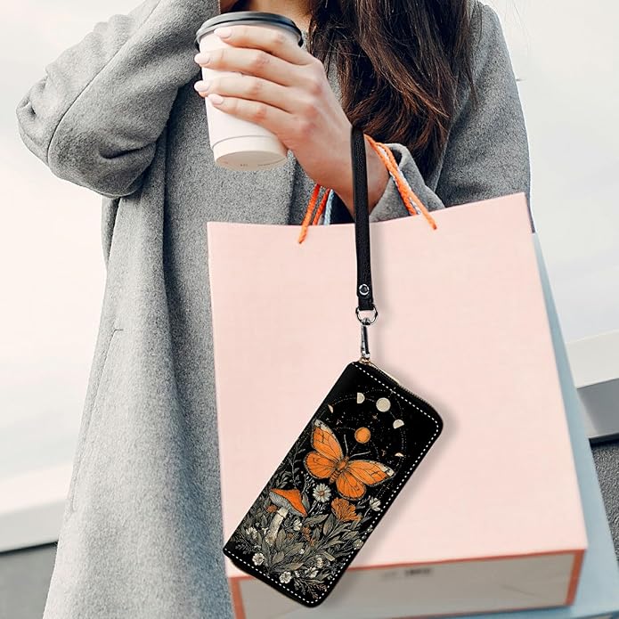 Wristlet Wallet for Women, RFID Blocking Phone Wallet, Large Capacity Zip Around Clutch, Fits iPhone 15 Pro Max, Travel Organizer Purse