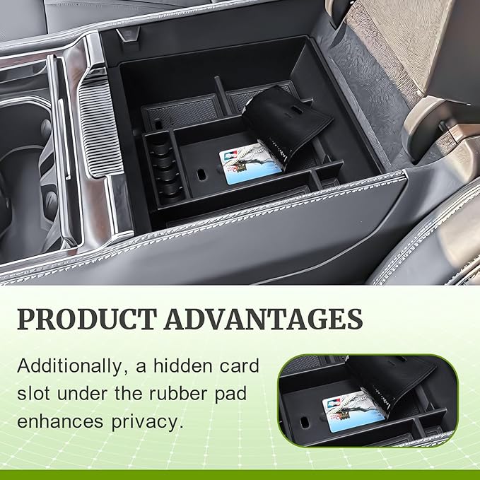 HGWEI Center Console Organizer Compatible with 2022-2025 Jeep Wagoneer/L & Grand Wagoneer/L Accessories, Middle Armrest Storage Box Insert Compartment Tray (Without Cool Box, Not Fit Wagoneer S)