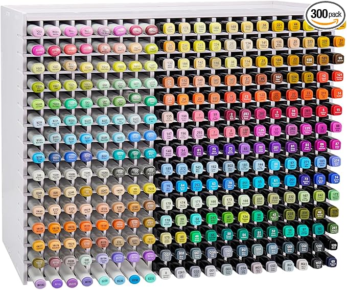 SANFURNEY Art Marker Storage Rack for 300 Markers, Watercolour Brushes Pens Color Pencils Organizer Holder for Desk
