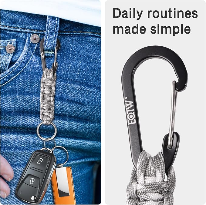 EOTW Carabiner Keychain,Paracord Keychain Small Aluminum Clip D Ring for Camping, Hiking, Fishing, Or As A Key Organizer
