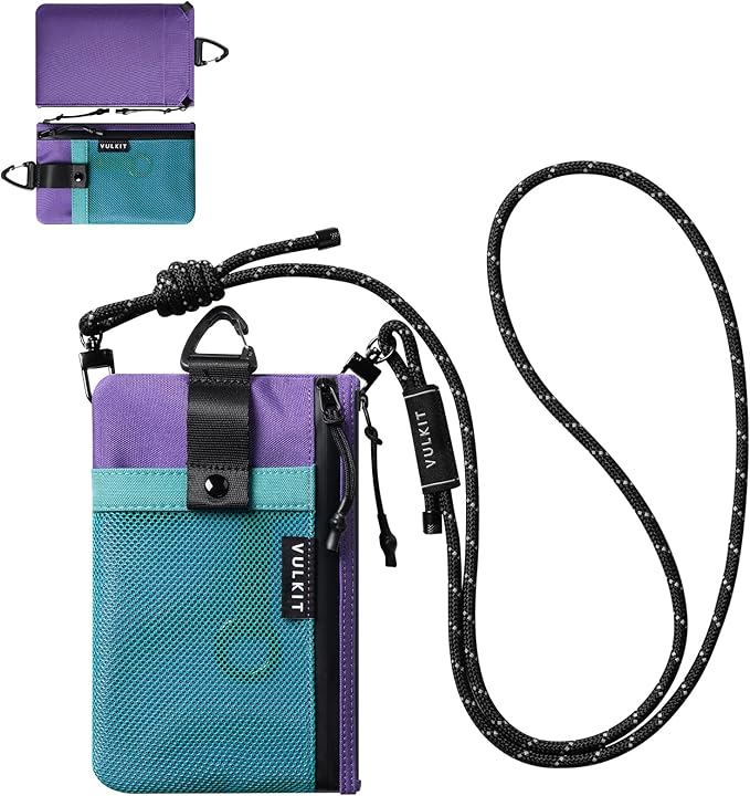 VULKIT RFID Blocking Travel Wallet for Women, Water Resistant Passport & Phone Holder with Detachable Lanyard and Key Ring, Lightweight Zipper Travel Wallet