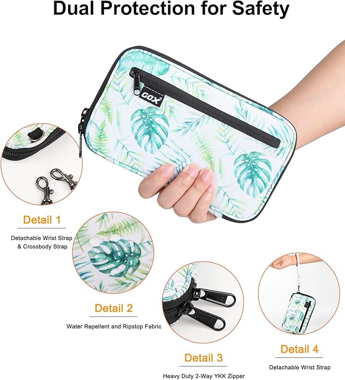 GOX Passport Holder for Travel Family RFID Neck Wallet for Traveling Women Travel Pouch for Passport and Documents with RFID Waterproof Zipper Passport Case (Forest)