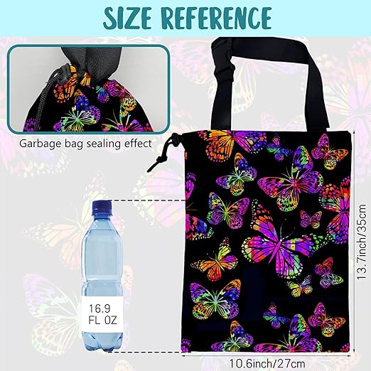 Car Garbage Bag Watercolor Colorful Butterflies Hanging Canvas Car Trash Bag Waterproof Drawstring Car Back Seat Organizer for Car Back Front Seat Console with Adjustable Buckle
