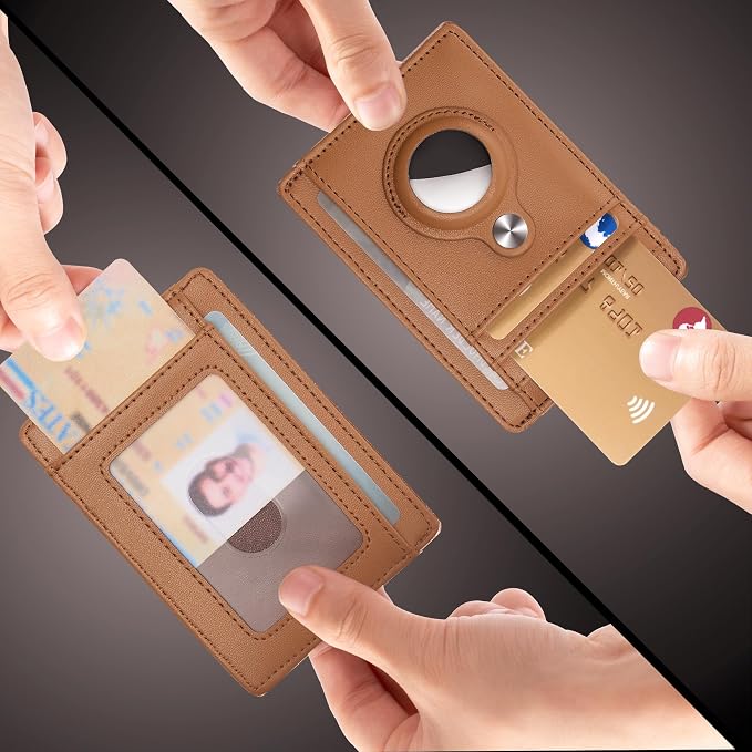 Slim Minimalist Front Pocket Air Tag Wallet, RFID Blocking Card Holder Wallet with Airtag Holder
