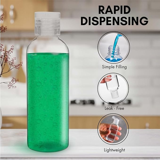6 Pack Travel Bottles - Travel Containers for Toiletries - TSA Approved Size - Refillable Empty Plastic Bottles with 2 Labels & Carry Bag - For Shampoo, Lotion, Conditioner, Sanitizer - 3.4oz