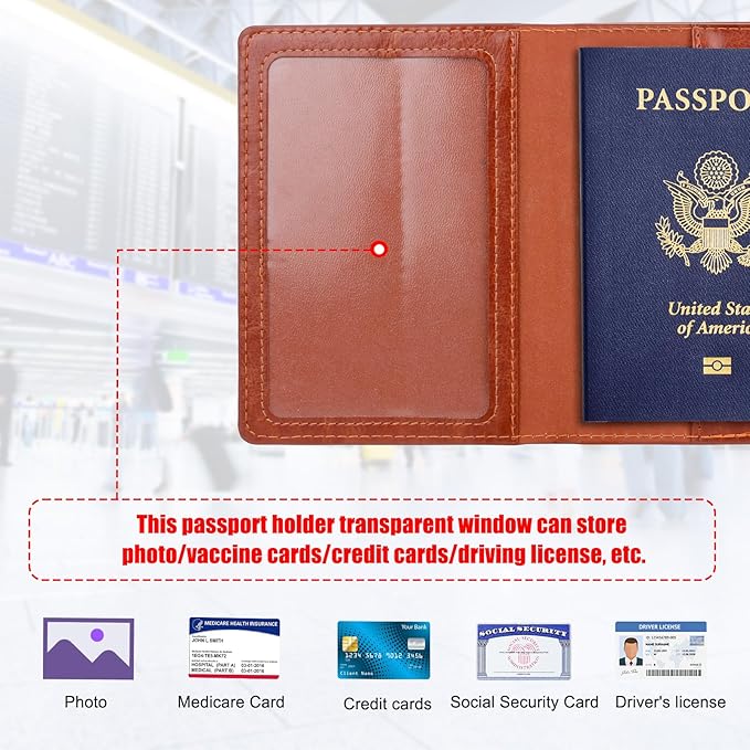 TIGARI Passport Holder for Travel Women Men, Valentines Day Gifts PU Leather Wallet Cover Case Sleeve, Waterproof Protected Document Organizer, Vacation Plane Cruise Travel Essentials