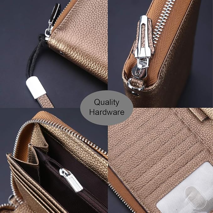 Lavemi Small Compact Women Wallet RFID Blocking Genuine Leather Bifold Purse with ID Windows