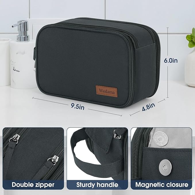 Wedama Toiletry Bag for Men, Handheld Travel Bag, Waterproof Toiletries, Thickened Polyester Dopp Kit, Toiletries Business Trips and Camping, Grey