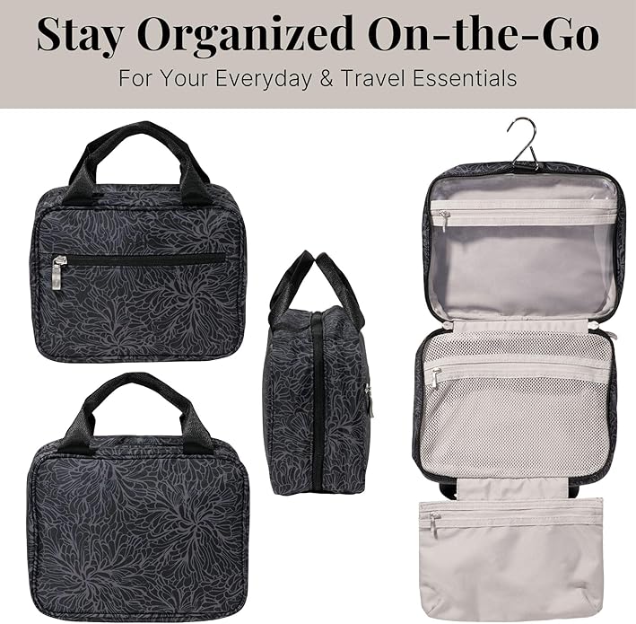 Baggallini Hanging Travel Toiletry Kit - Lightweight 6x10 Inch Makeup Bag