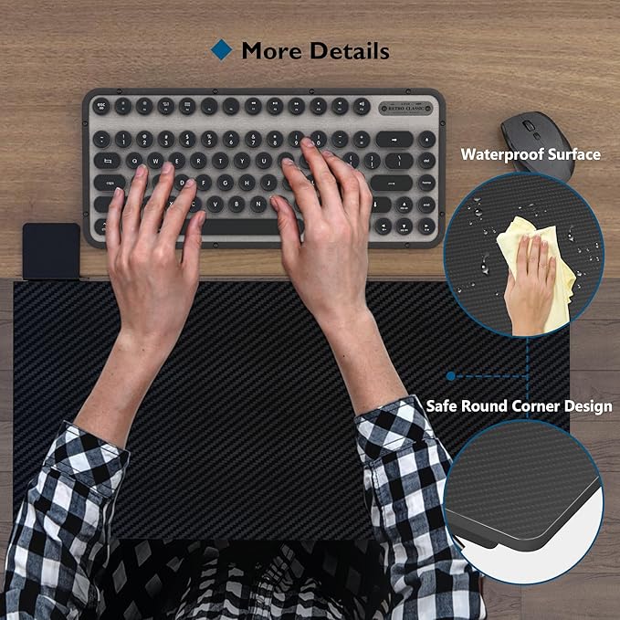 BONTEC Small Ergonomics Desk Extender Tray, 20x9.5 Inch Table Mount Arm Rest Shelf, 90° Foldable Keyboard Tray Platform, Clamp on Computer Arm Rest for Desk Suitable for Office Desks, Black Carbon