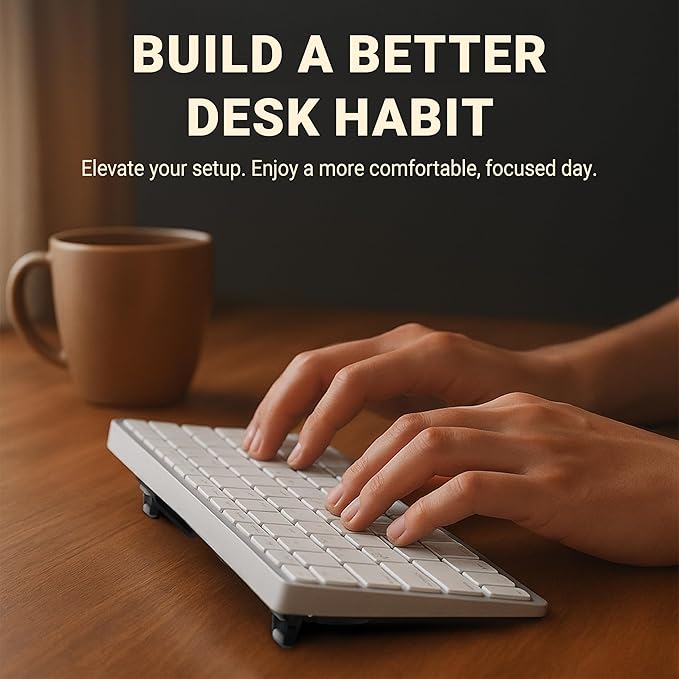 ESC Flip Keyboard Stand for Desk, Compact Tilting Riser with 3 Adjustable Angles for Ergonomic Typing, Compatible with Magic Keyboard & Flat-Back Models