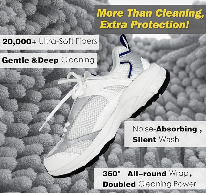 Shoe Washing Machine Bag,Laundry Shoe Bag for Washer and Dryer,Reusable Shoe Cleaning Bag for Sneakers,Tennis Shoes,With Self-locking Zipper, Microfiber Inside,Include Shoe Bag (Pro Grey - 2 Pack)