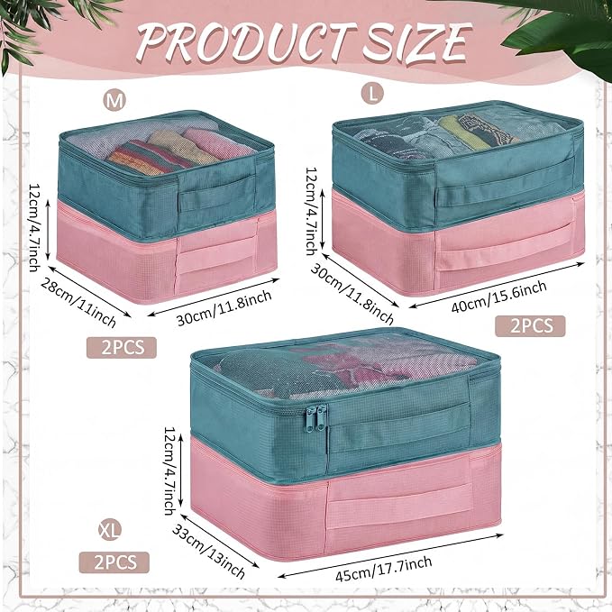 Silkfly 12 Pcs Packing Cubes for Suitcase Travel Luggage Bags Bulk Mesh Organizer Set for Hiking Camping, XL, L, M Size(Pink, Gray Blue)