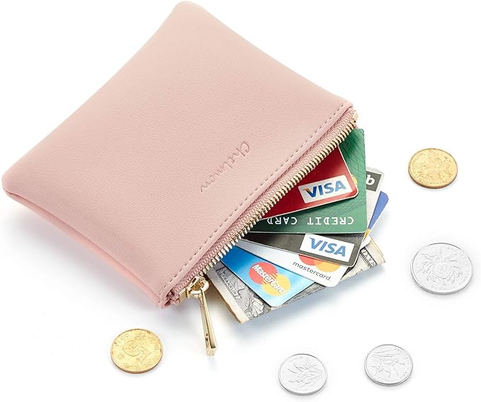 Chelmon Vegan Leather Coin Purse Pouch Change Purse With Zipper For Men Women