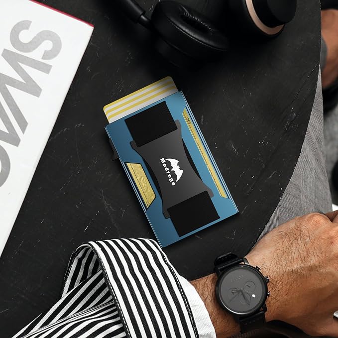 Smart Wallet for Men Slim Minimalist: Metal Pop Up Wallet - RFID Front Pocket Credit Card Holder - Gift for Male Husband at Anniversay Brithday