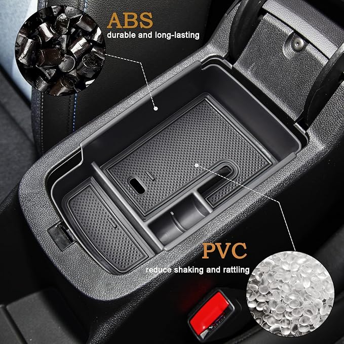HGWEI Center Console Organizer Tray Compatible with 2024 2025 2026 Chevrolet Trax and 2024-2026 Buick Envista Interior Accessories Insert Armrest Secondary Storage Box Coin Holder, Black
