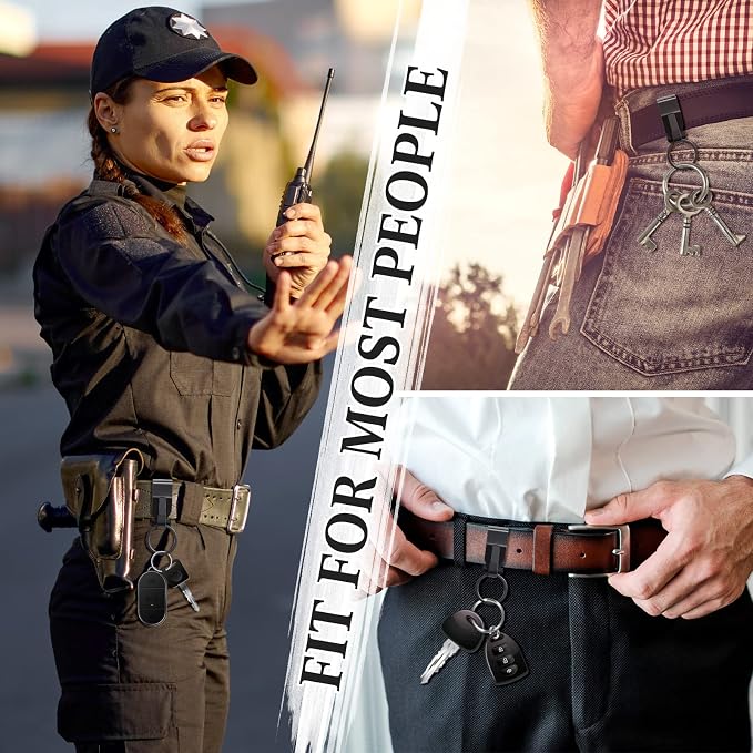 Threan 8 Pcs Duty Belt Key Holder Tactical Stealth Belt Key Clip Metal Keyring Holder for Men Police Law Enforcement