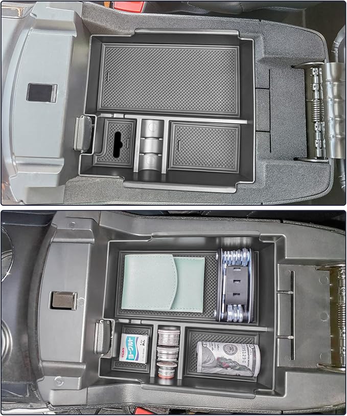 RUNROAD Center Console Insert Organizer Compatible with Ford Explorer 2012-2019 Accessories, Interior Armrest Secondary Storage Box ABS Materials Coin Holder Console Tray Storage Compartments, Black