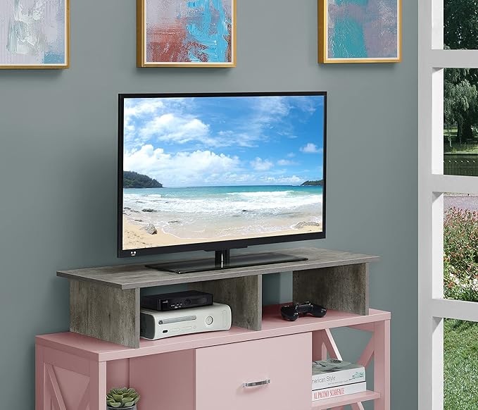 Convenience Concepts Designs2Go Wide TV Riser 42", for TVs up to 46" - Contemporary TV or Computer Riser for Living Room, Modern Office, Den, Faux Birch