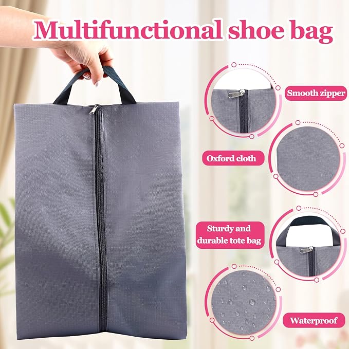 6 Pcs Travel Shoe Bags Set with Zipper and Handle, Portable Waterproof Shoe Bags, Soccer Cleats Bag Shoe Pouch for Gym, Travel Shoe Storage Bag, Shoe Organizer Packing for Women and Men