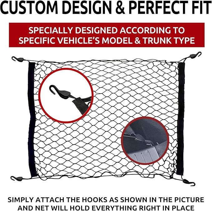 Floor Style Automotive Elastic Trunk Mesh Cargo Net for Mazda CX-30 2020-2025 - Premium Trunk Organizers and Storage - Luggage Net for Crossover - Best Car Organizer for Mazda CX30