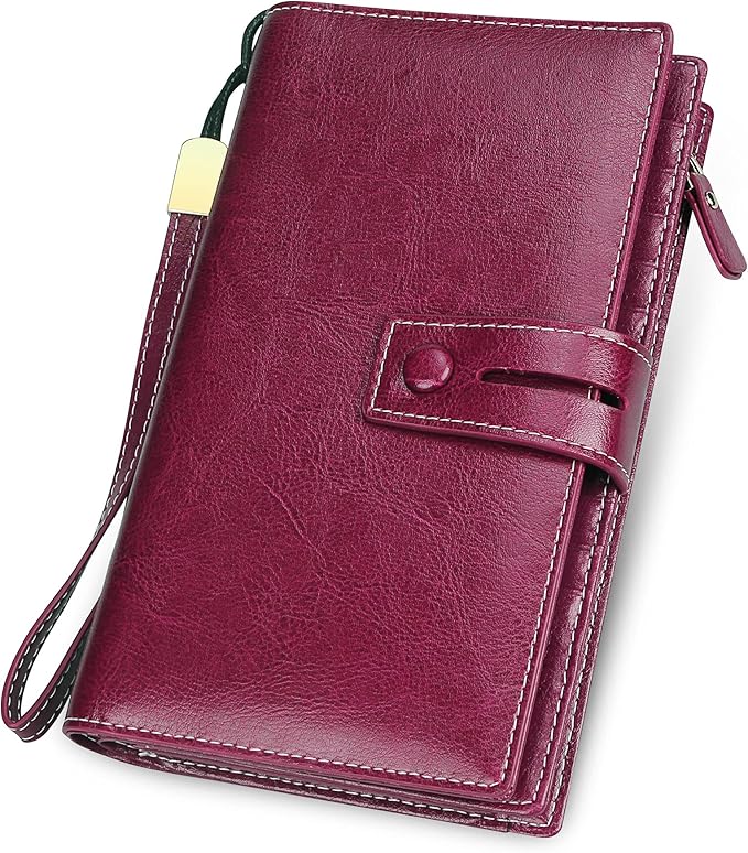 FT FUNTOR Women's Big Fat RFID Blocking Wallet Leather Zip Around Clutch Large Phone Organizer Wristlet