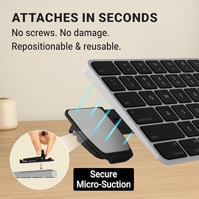 ESC Flip PRO Adjustable Keyboard Stand (3rd Gen) – Extendable Width for 100% Stability on Full-Size & Compact Keyboards – Reusable Micro-Suction Grip (Washable & No Glue) – Portable Folding Legs for Laptop & PC