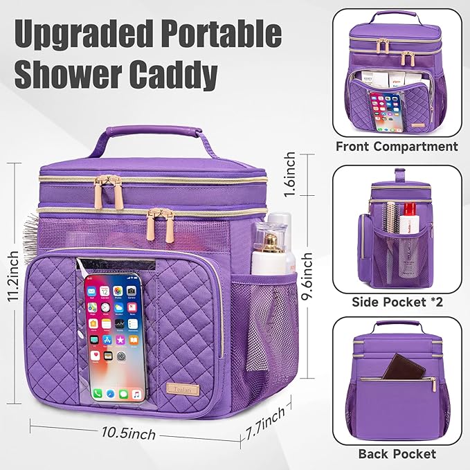 Tealari Large Toiletry Bag for Women Men,Bathroom Bag,Water Resistant Shower Bag,Makeup Bag,Portable Shower Caddy for College Dorm,Hanging Travel Toiletry Bag with Transparent Waterproof Phone Pocket