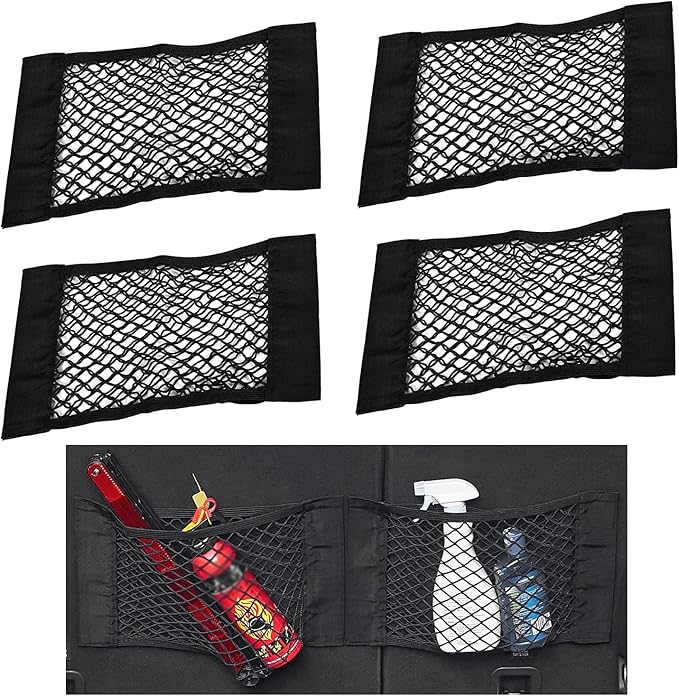 Universal Mesh Cargo Net Storage Net Wall Sticker Organizer Pouch Bag Storage Mesh Net for Car Trunk Storage Add On Organizers for Car Truck (15" x 9.5"(4 Packs))