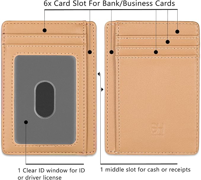 GH GOLD HORSE Slim RFID Blocking Card Holder Minimalist Leather Front Pocket Wallet for Women | Slim