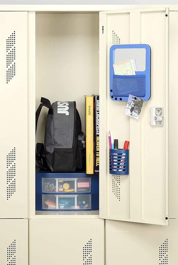 Locker Organizer Two Removable Drawer Dividers Organizer Adjustable Storage Drawers - Made from Strong ABS Plastics (Blue, 2 Drawers)