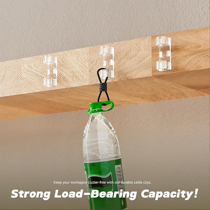 100pcs Clear Adhesive Cable Clips,Wire Clips Cord Holder Cable Management Finisher Wire clamp for Light,Desk,Desk,Wall,TV PC Ethernet Wire Hider for Cords Max.1/4"