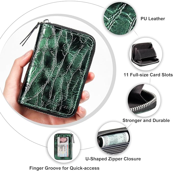 EcoVision Credit Card Holder RFID Card Case Wallet, Small Accordion Zipper Card Case Holder, Card Organizer Case for Women Men