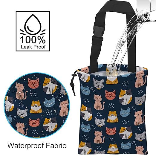 Car Trash Bag Cute Cat Car Garbage Bag Hanging Car Trash Can for Back Seat with Drawstring