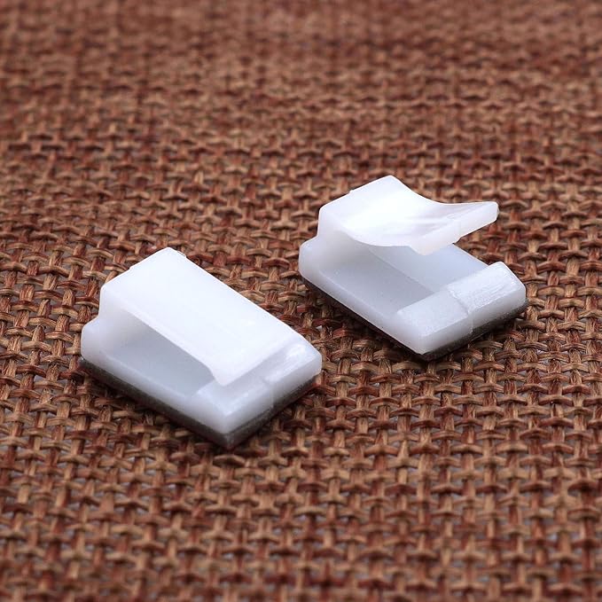 Mini Cable Clips 3M Adhesive, Multipurpose Cord and Wire Organizer for Cable Management Mini (12mm x 9.5mm) - 100 Pack Bundled with 10 Bonus Reusable Cable Ties (White)