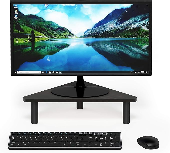 Furinno TURN-N-TUBE Monitor Stand Riser, 19.6" Wide Triangle Corner Monitor Riser, Laptop Stand for Desk, Office Desk Accessories, Desktop Organizers and Accessories, Toolless Assembly, For Study Room, Dorm, Espresso