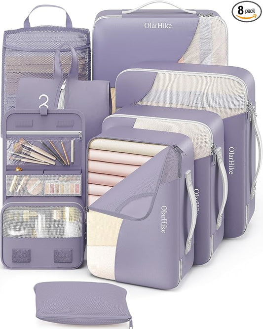 8 Set Packing Cubes for Travel, Gifts for Women Mom,Anti-Tearing Suitcase Organizer,OlarHike Vacation Essentials & Accessories for Cruise Ship