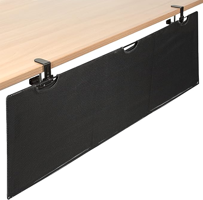 VIVO 60 Inch Clamp-on Privacy and Cable Management Organizer Sleeve, Wire Hider Kit Panel System, Desk Skirt, Black, DESK-SKIRT-60P