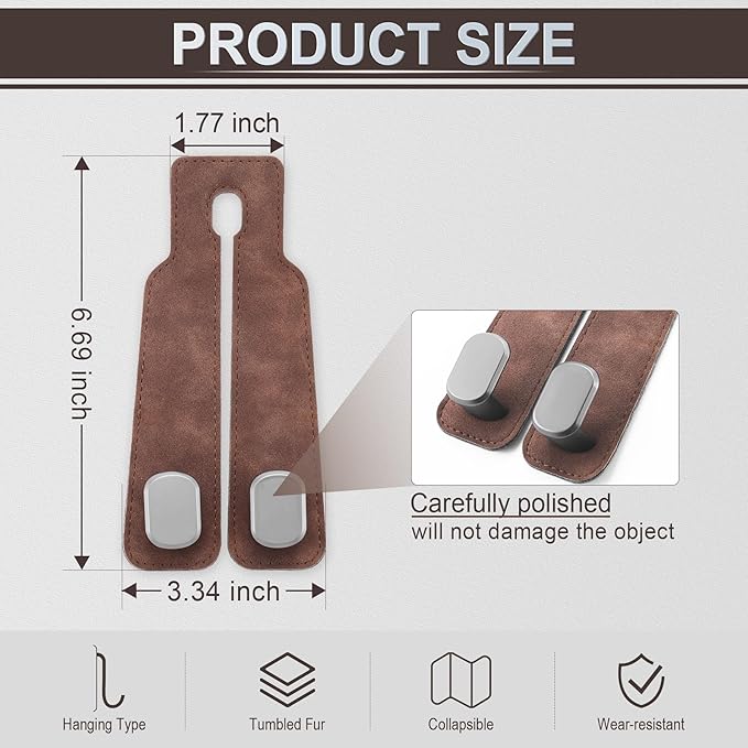 LivTee Headrest Purse Hook for Car, Seat Hook Hangers Storage Organizer for Bags and Coats Holder, Upgrade Leather Double Hook and Mobile Phone Holder for Universal Vehicle Car Accessories(Brown-2PCS)