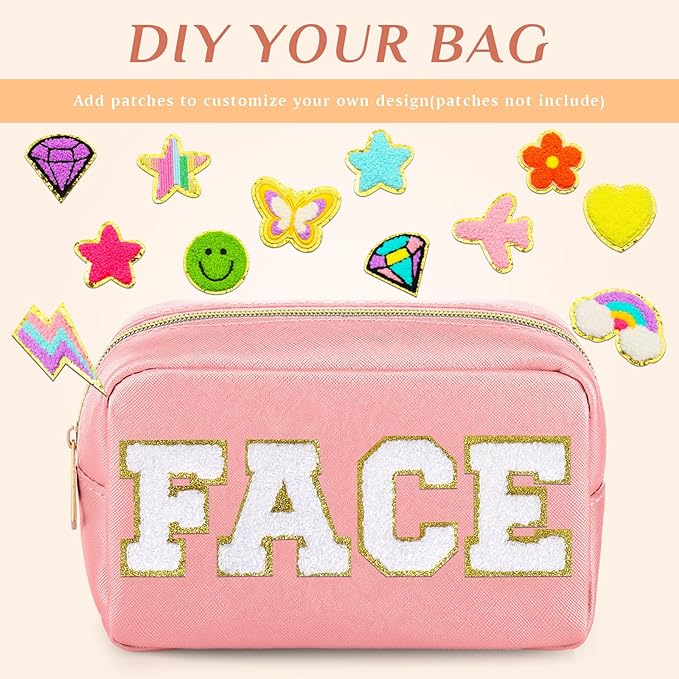 Sweetude 10 Pcs Makeup Bag Bulk for Women Preppy Gift PU Leather Cosmetic Bag Small Skincare Toiletry Pouch Mother Travel Cosmetic Pouch for Bridesmaid Bride Wedding Gift Favors (Classic Color)