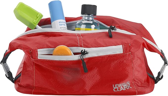 Lewis N Clark Electrolight Toiletry Kit for Travel, Gym, Bathroom, TSA Approved Waterproof Toiletry Bag with Hanging Straps and Non-Slip Bottom