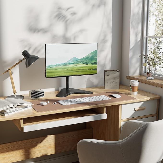 Mount-It! Free Standing Monitor Stand for Desktops | Single Monitor Mount | VESA 75 100 Compatible Displays | Height Adjustable Tilt Swivel Rotating | Fits 21.5 23 24 27 28 29 32 Inch Computer Screen