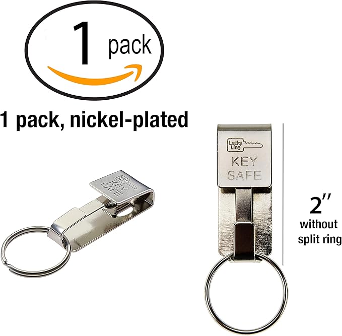 Lucky Line Key Safe Slip-On, 2” Wide Belt Key Ring - Heavy Duty Belt Key Clip, Key Chain