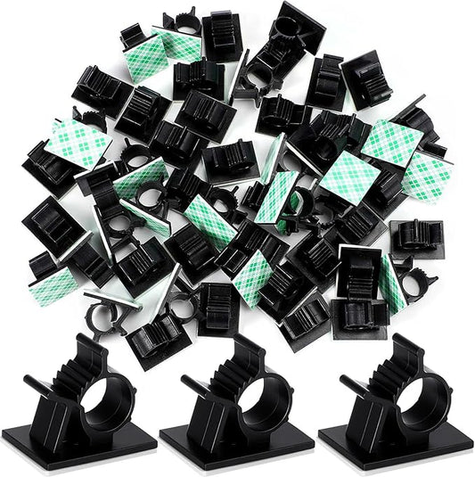 Eboot 50 Pieces Adhesive Cable Wire Clips Strong Cord Clips Wire Holders Cable Cord Straps Management Clamps Tie Holder for The Wall, Under Desk, Car, Office and Home