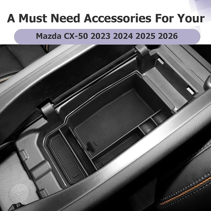LUWU Center Console Organizer Compatible with Mazda CX50 CX-50 Accessories 2023 2024 2025 2026 Armrest Organizer Tray Storage Box Insert Tray Phone Holder Coins Box ABS Material - Black