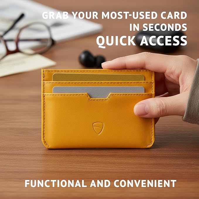 Vaultskin MOORGATE Slim Card Holder – Minimalist Leather Wallet with RFID Blocking, Front Pocket Credit Card Case for Men & Women