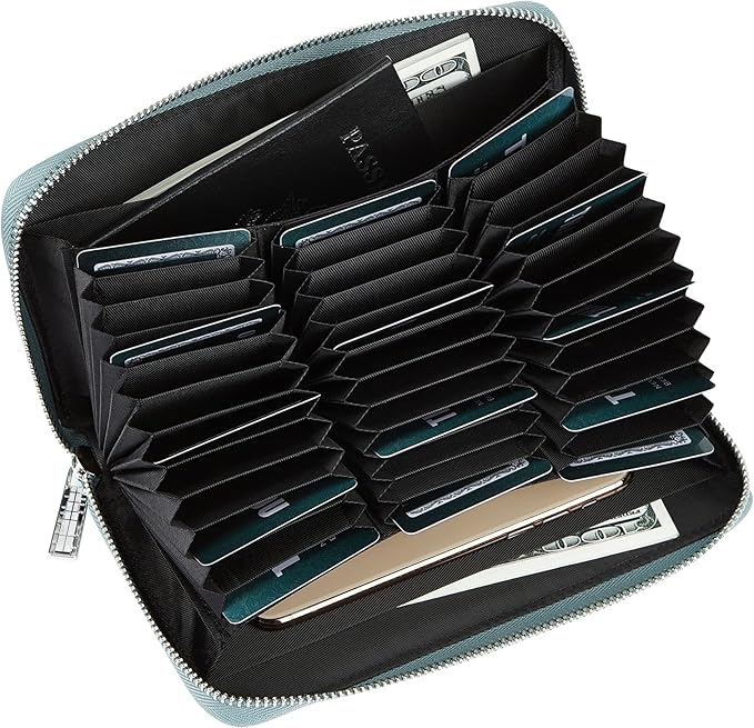 Women 36 Slots RFID Blocking Card Holder Large Long Leather Zipper Organizer Accordion Wallet