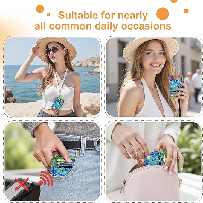 SEAVILIA Credit Card Holder for Women, Lrises RFID Wallet Women, Slim Minimalist Front Pocket Card Holder, Cute Thin Travel RFID Blocking Card Case, Small Wallets Woman Gifts Girls